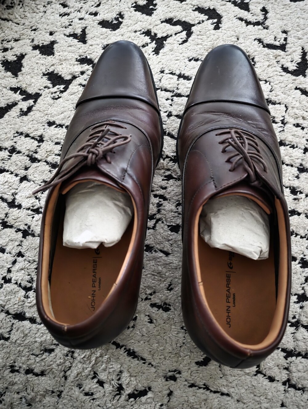 Men's Brown Leather Cap-Toe Dress Shoes John Pearse Size 28